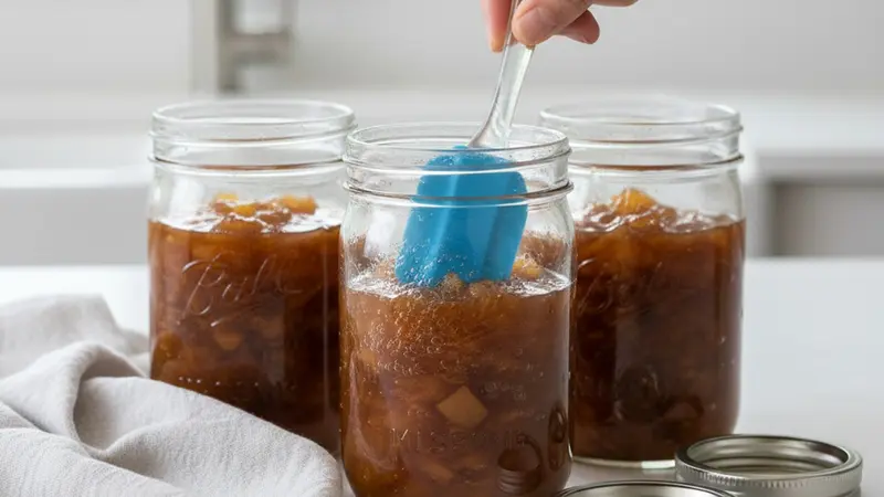 Remove air bubbles and seal jars