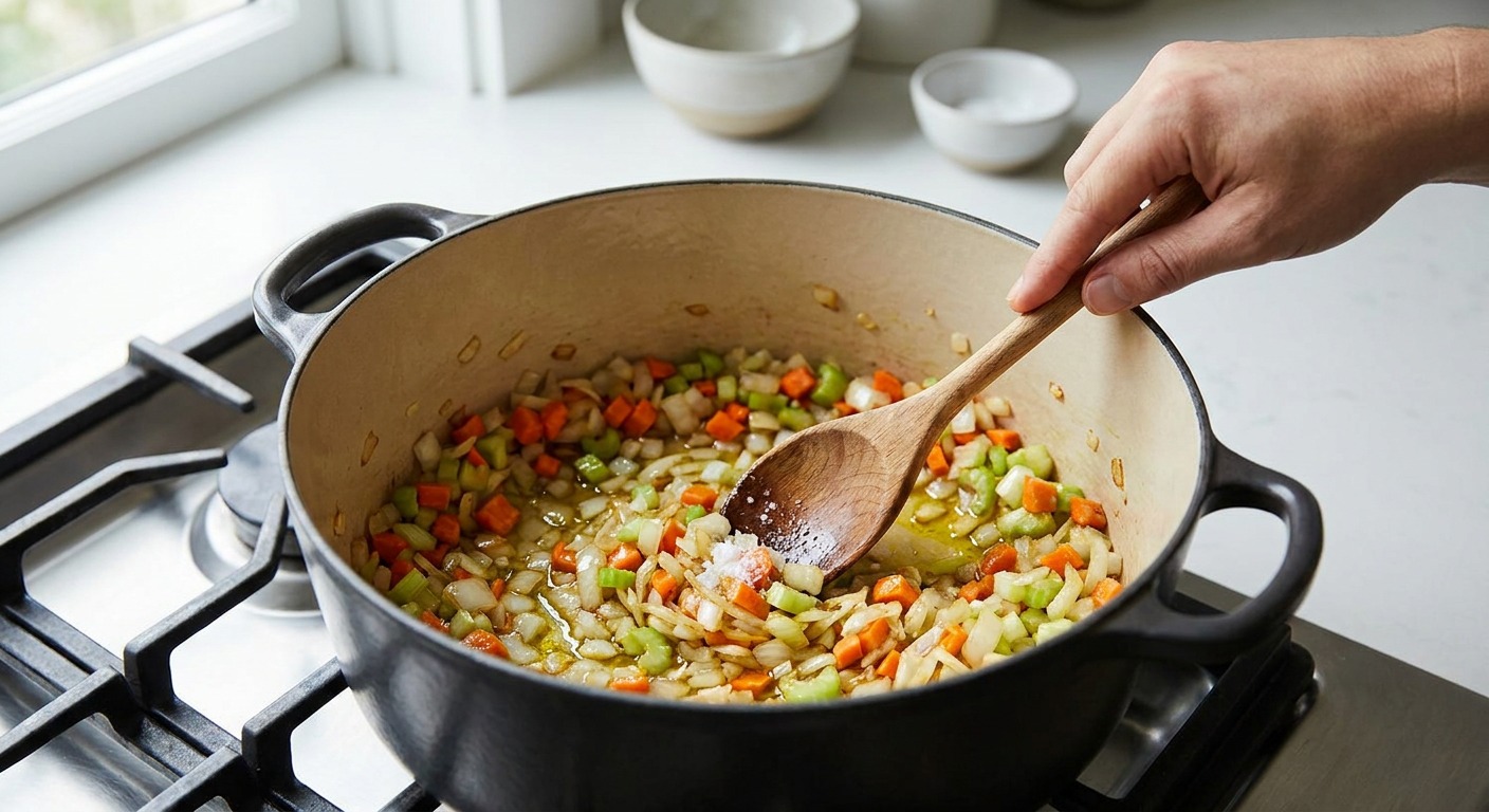 Cook the aromatics and tomato paste