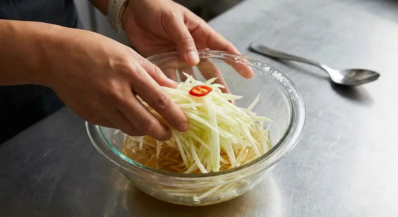 Quick-pickled green papaya slaw