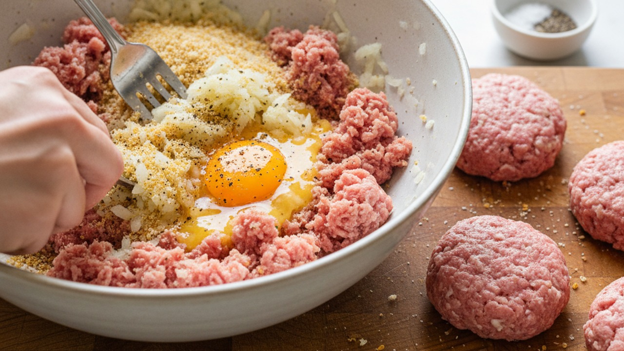 Mix the turkey patty ingredients gently