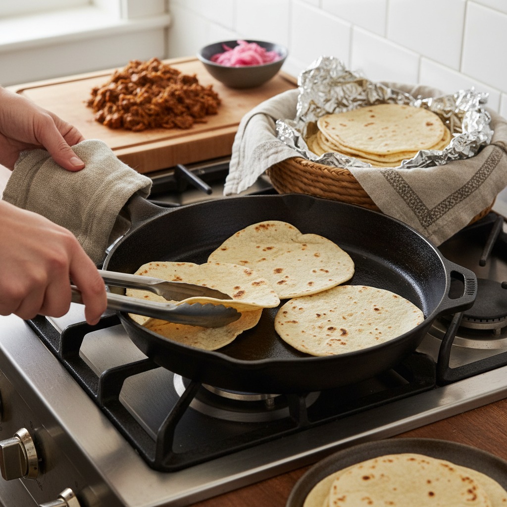 Warm the tortillas