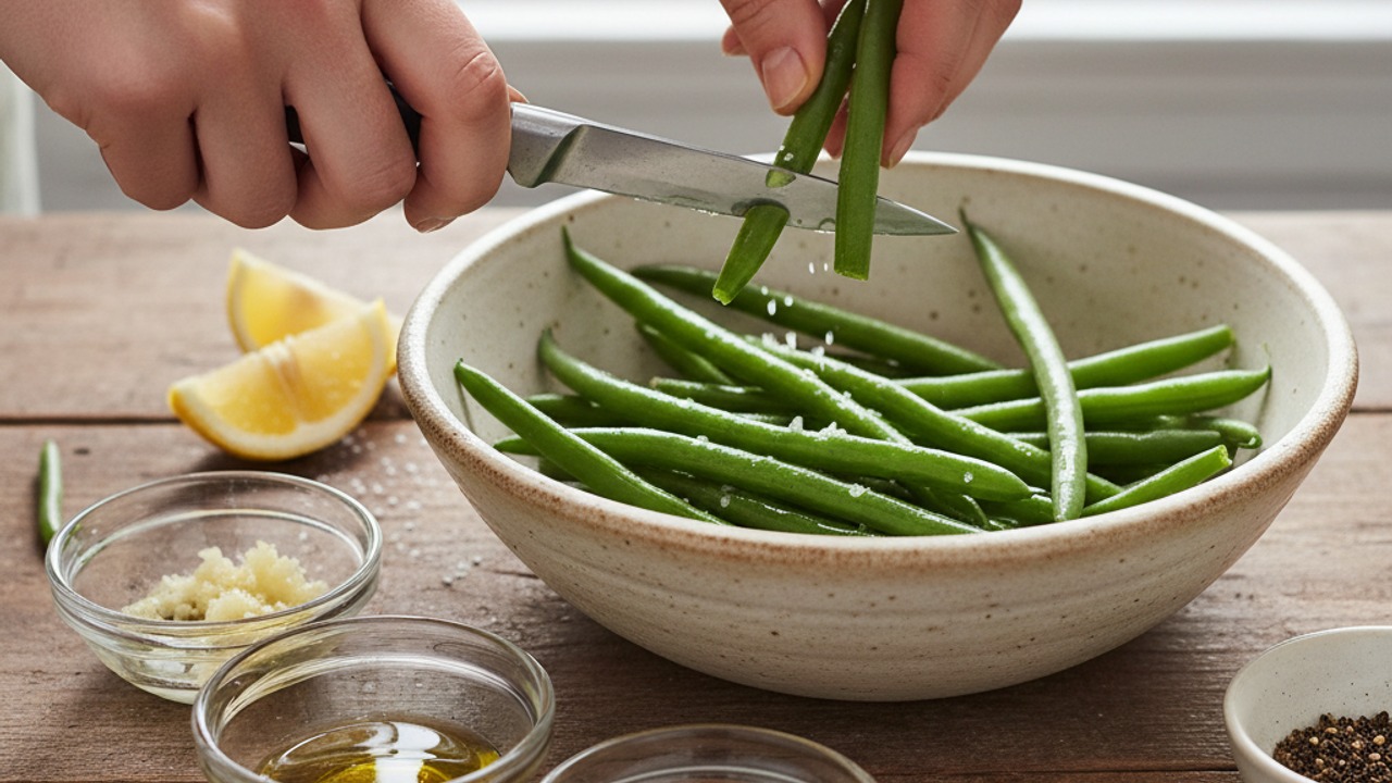 Trim and toss the green beans
