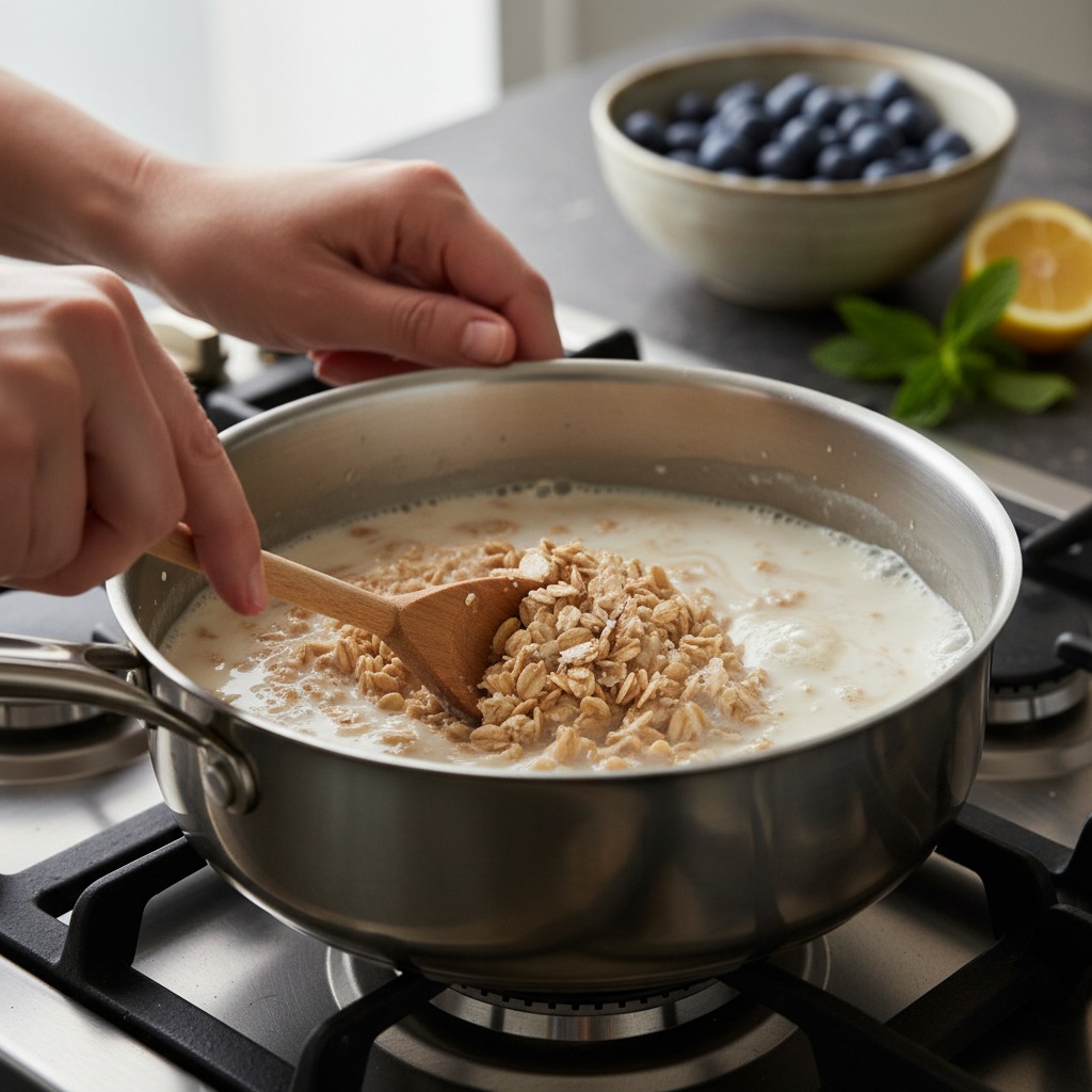 Combine oats, milk, and salt