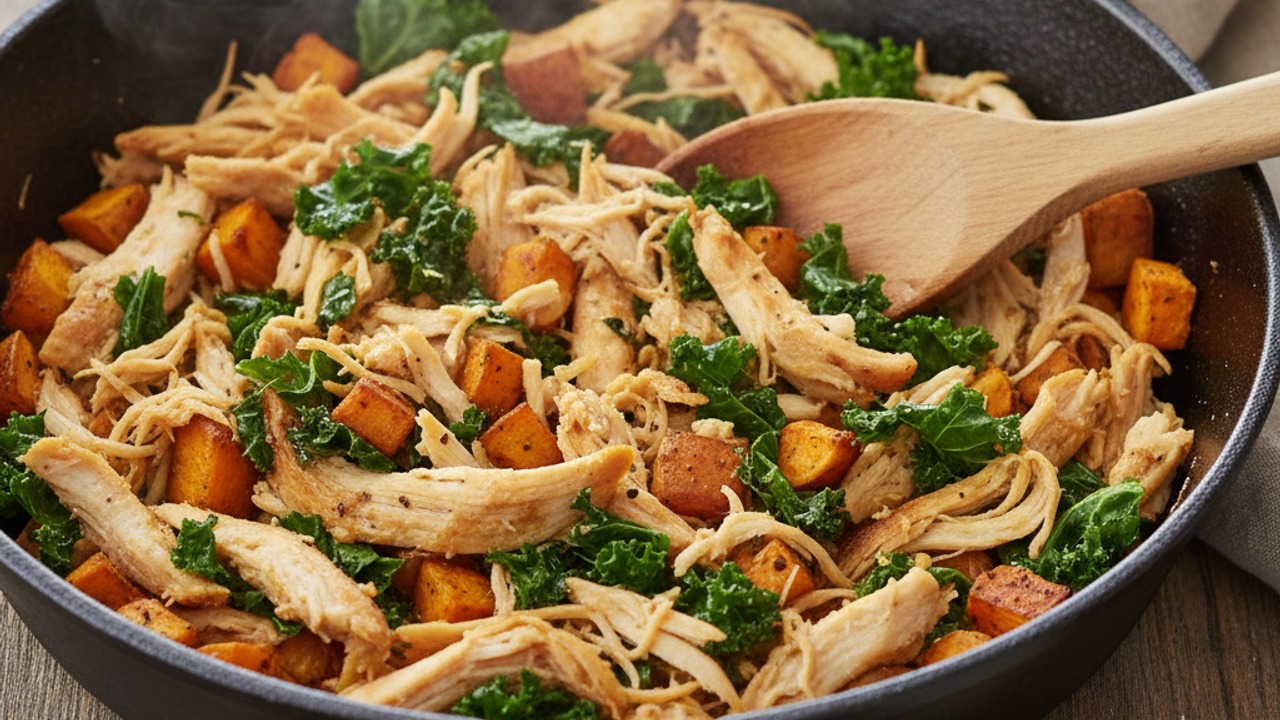 Add chicken and greens