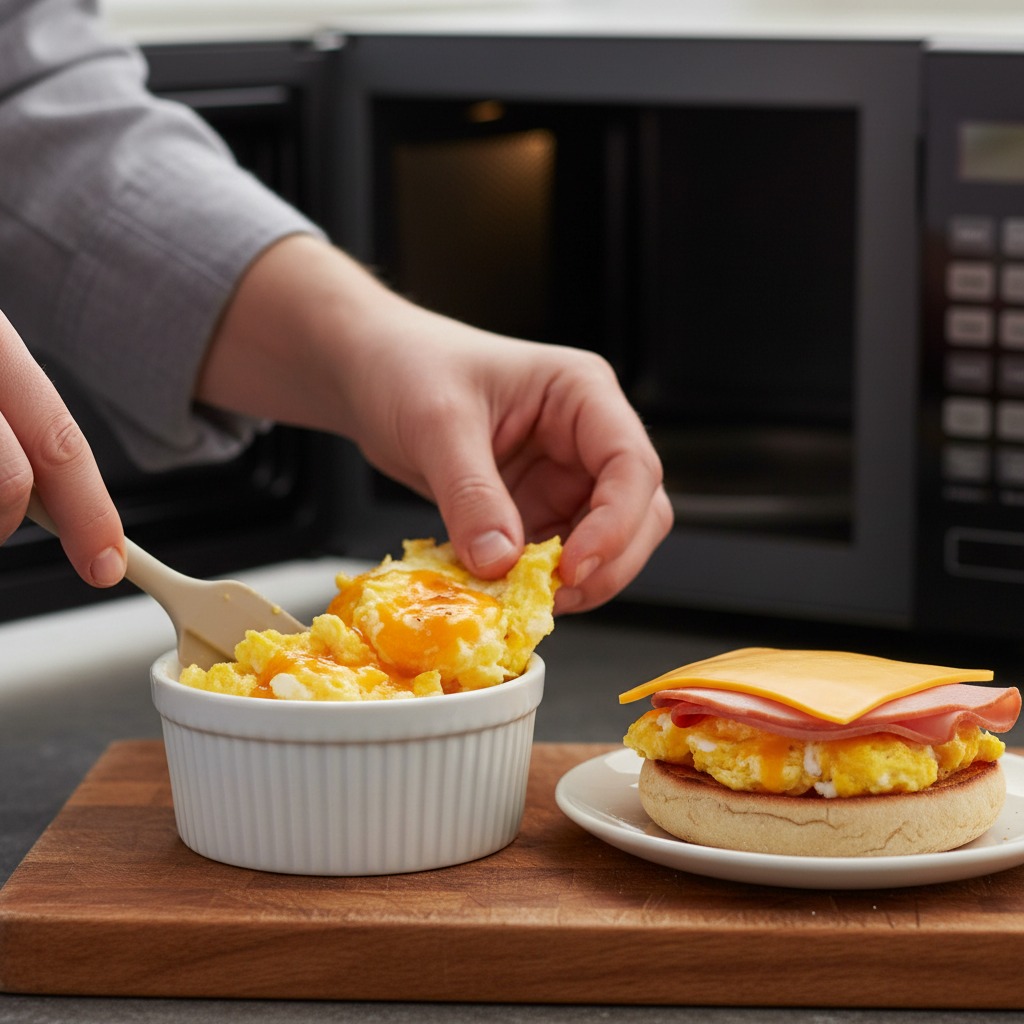 Cook the eggs and melt cheese