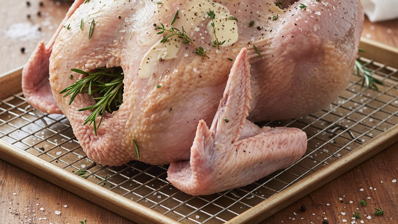 Dry-brine and season the turkey