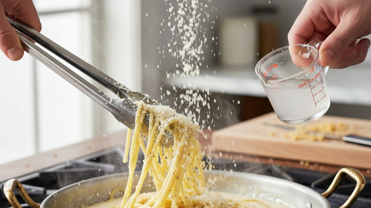 Build the cacio e pepe sauce