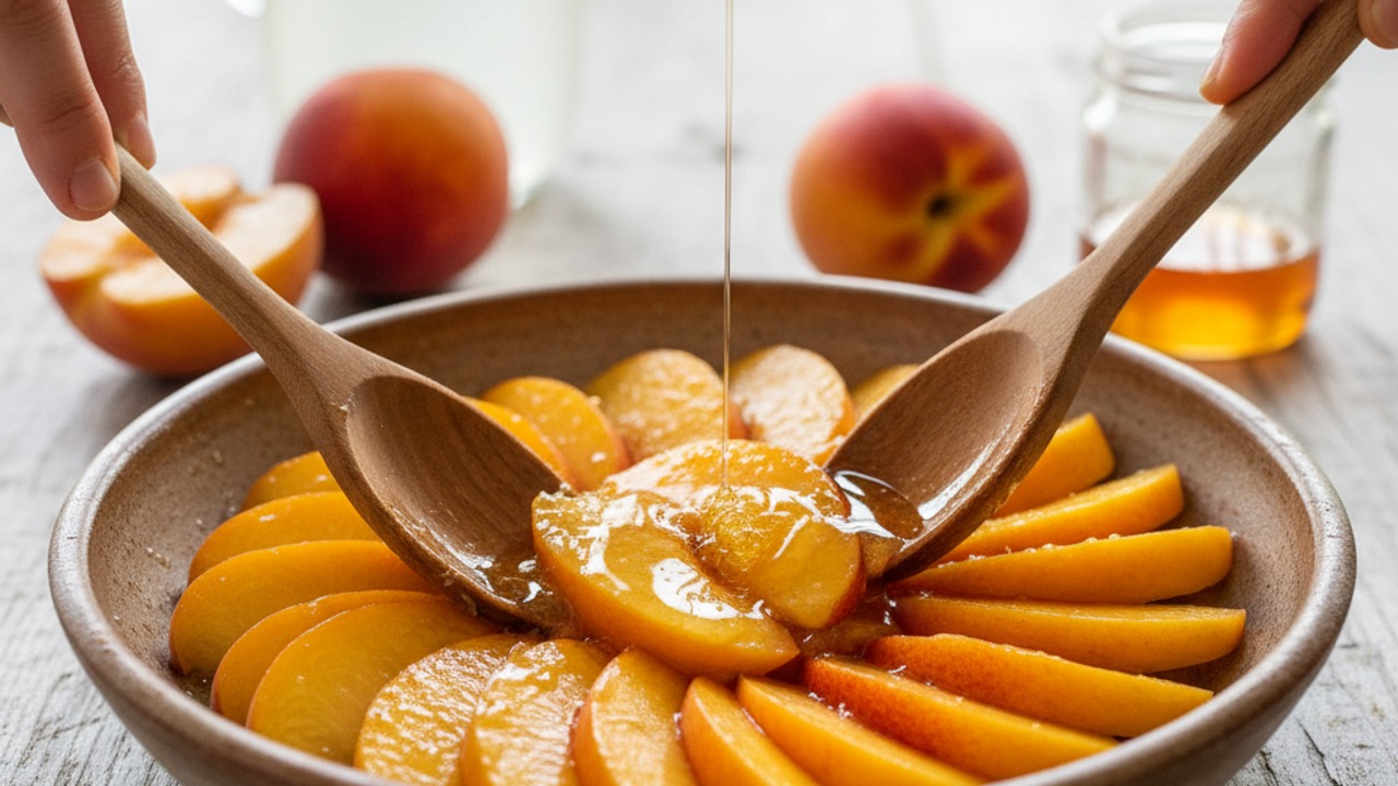 Slice and macerate the peaches