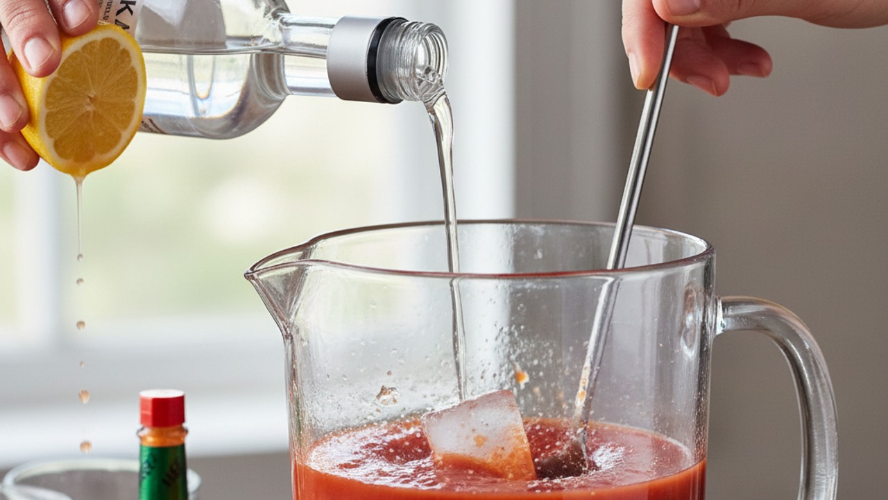 Combine the Bloody Mary base