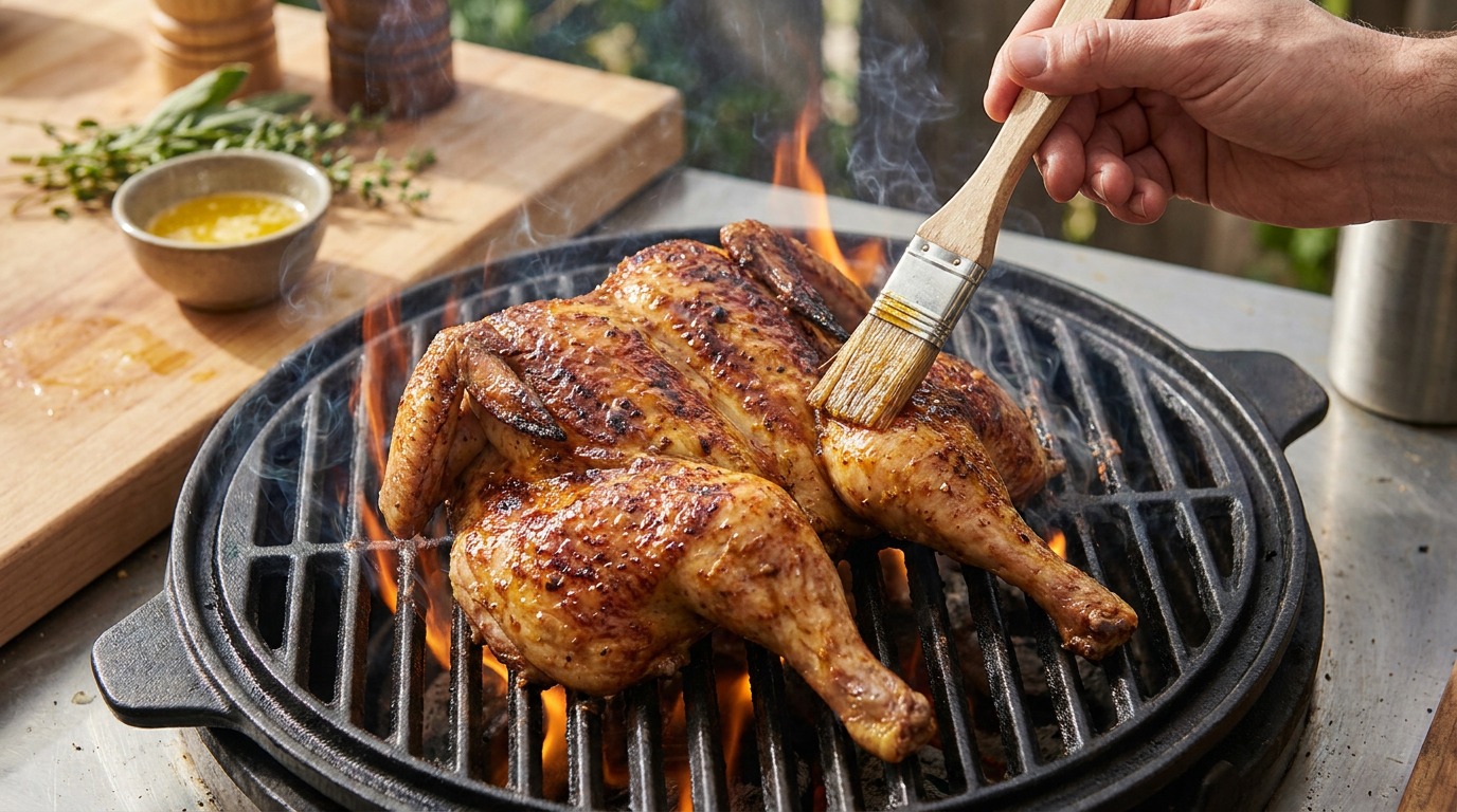 Brush with hot honey butter and glaze