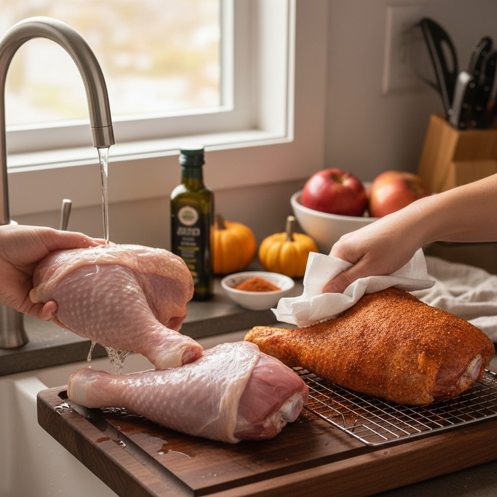 Rinse, dry and apply the dry rub