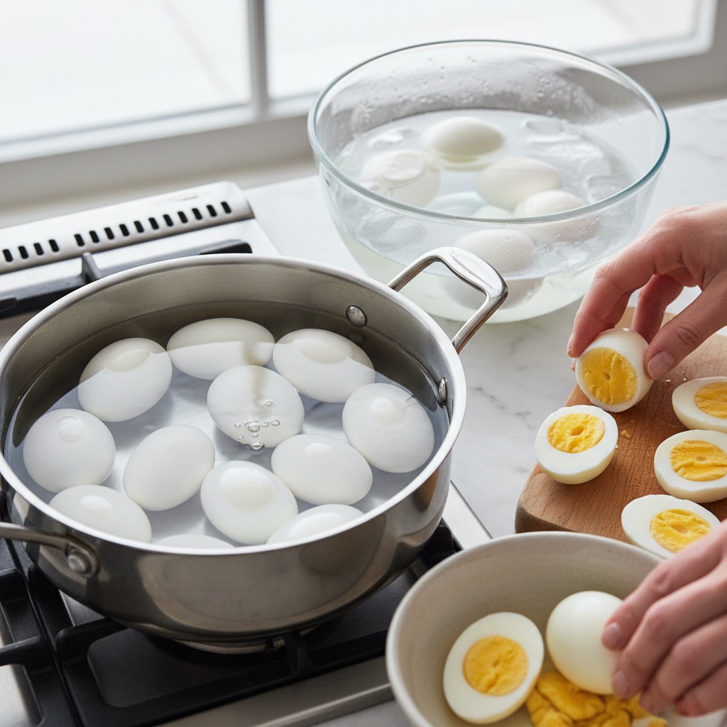 Hard‑boil and prep the eggs
