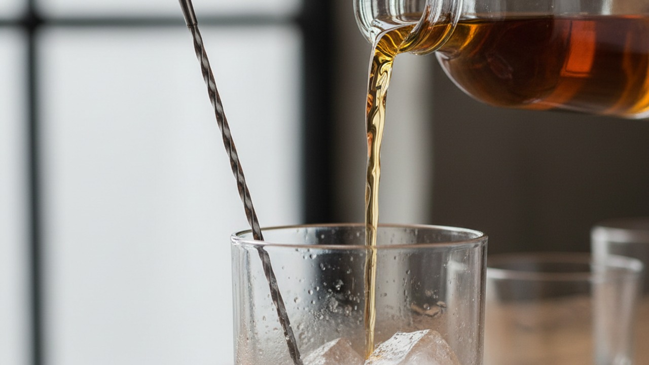 Add rye and chill by stirring