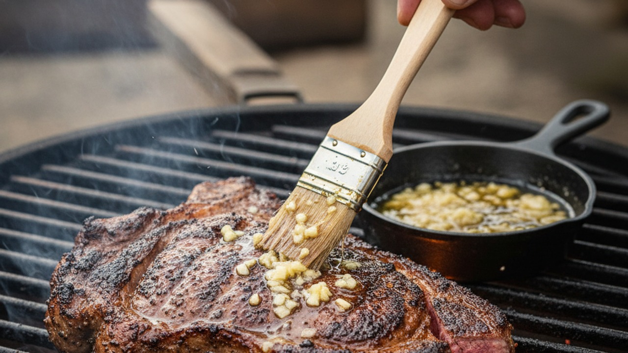 Finish over high heat with garlic butter