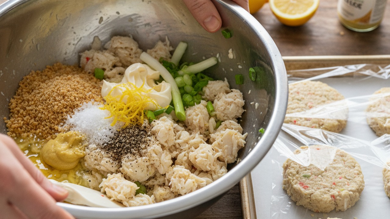 Mix and chill the crab cake mixture