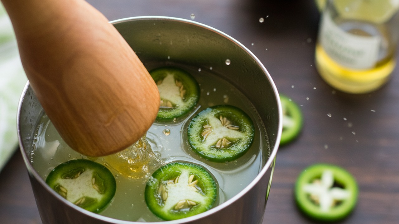 Muddle jalapeño with lime and agave