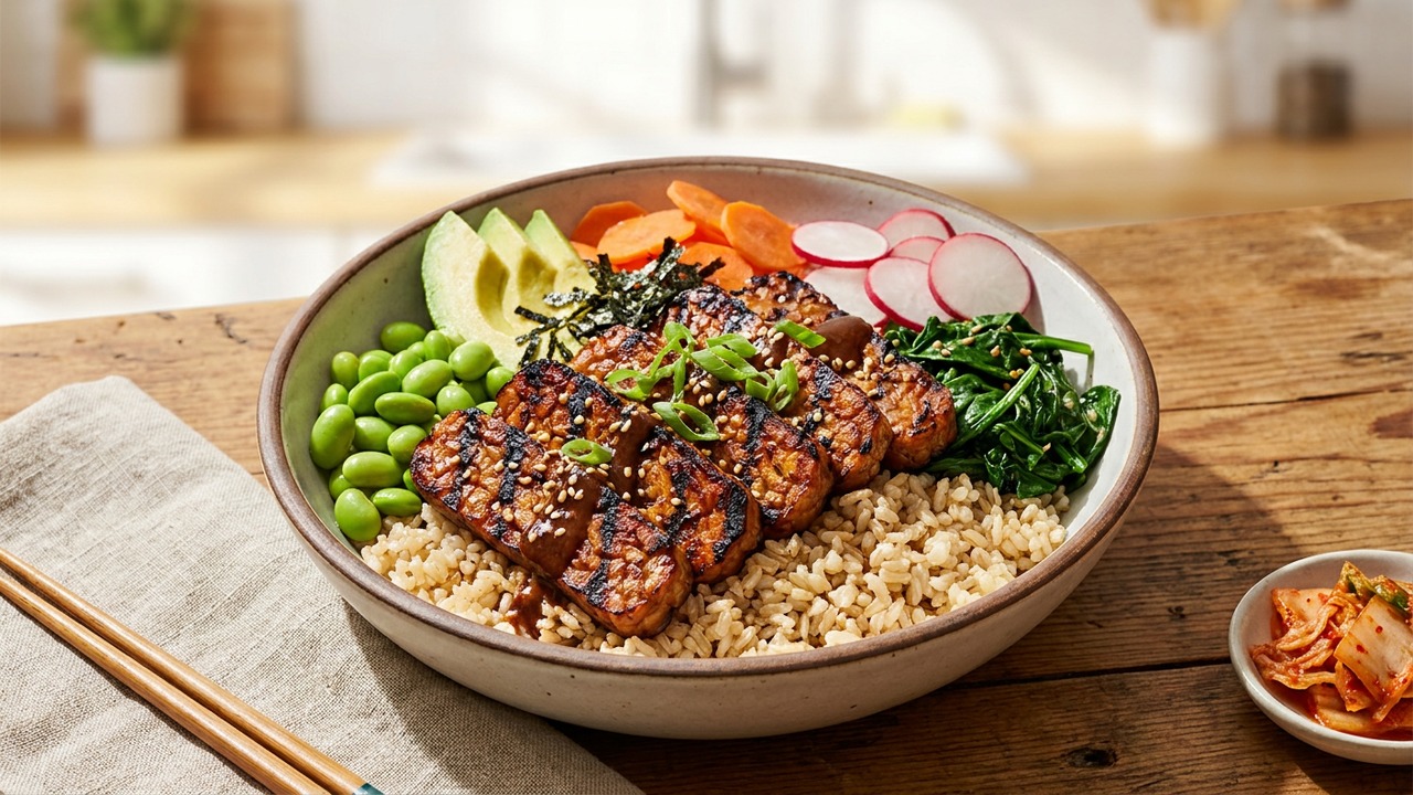 Grilled Miso Tempeh Bowl