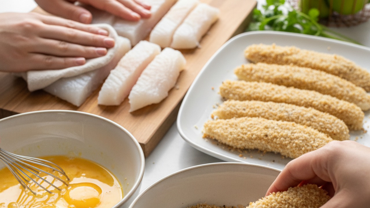 Prep and bread the fish
