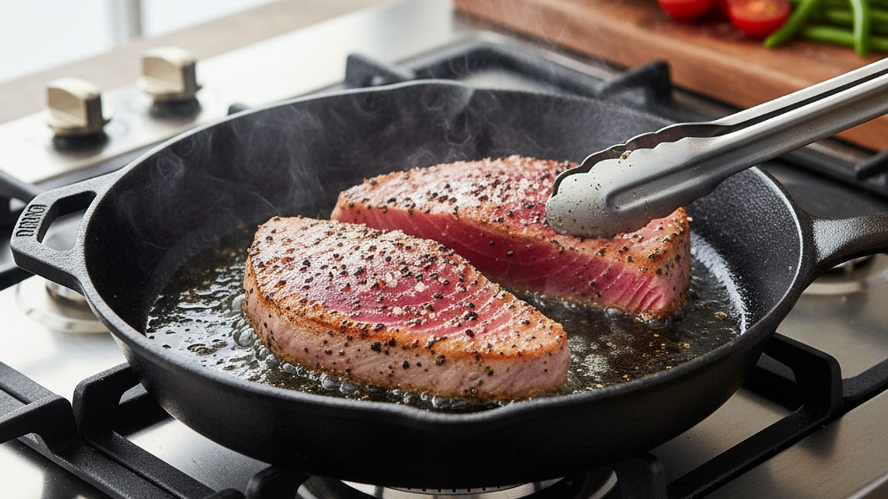Pan-sear the tuna