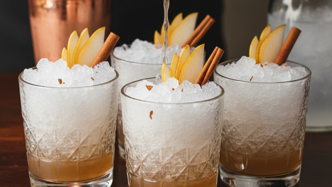 Strain and finish the cocktails