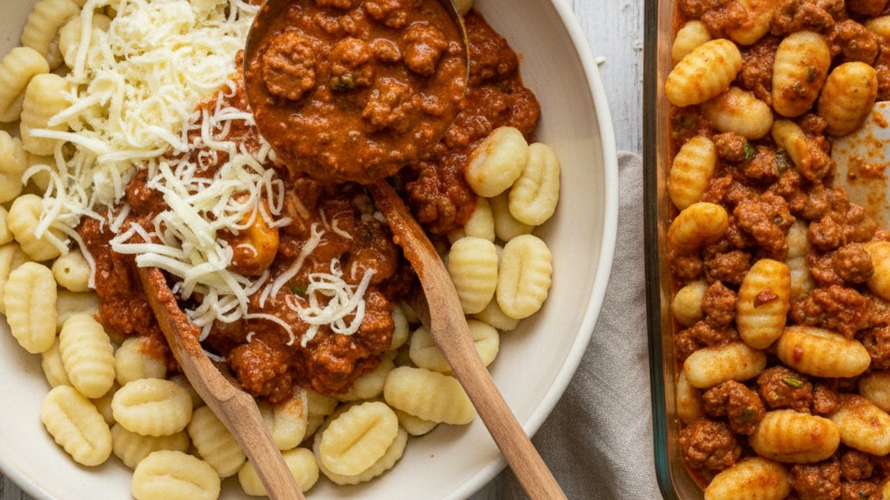 Combine gnocchi and cheeses