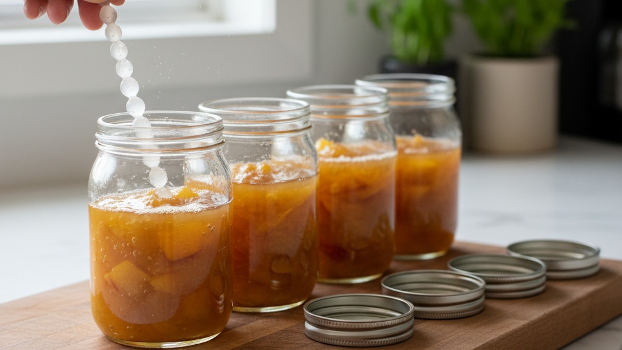 Remove air bubbles and process in a boiling-water bath