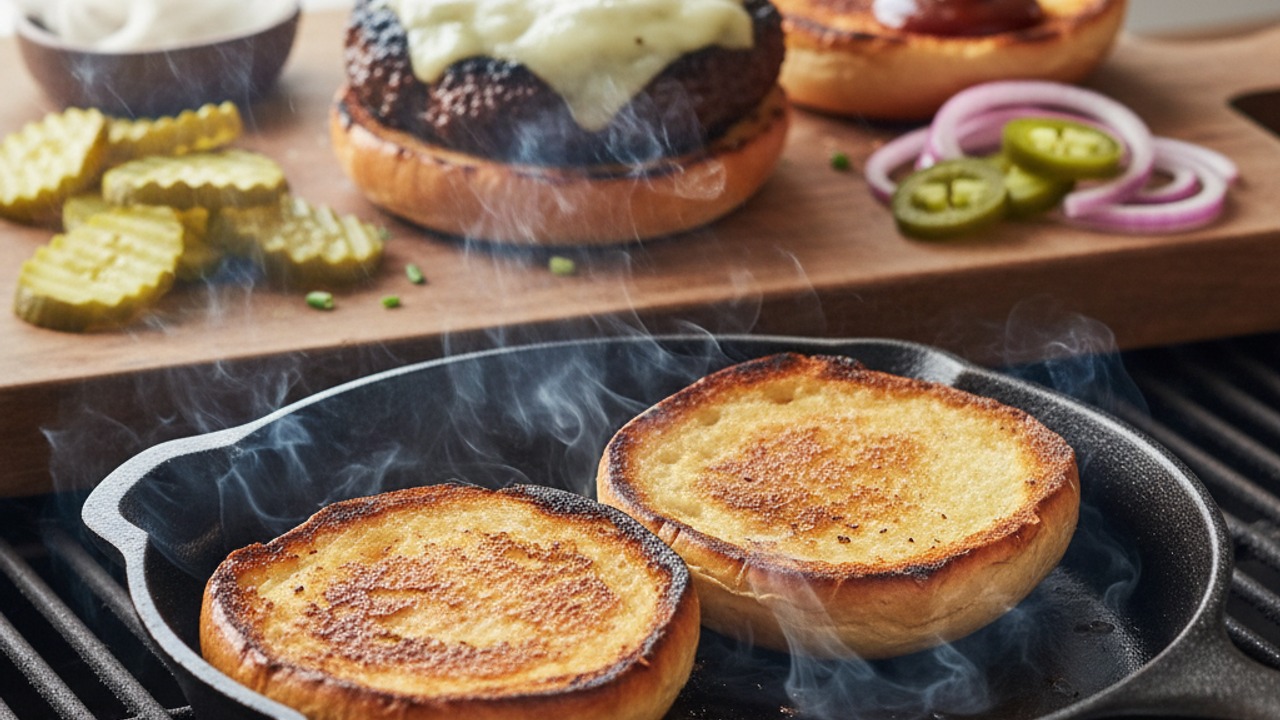 Toast buns and assemble