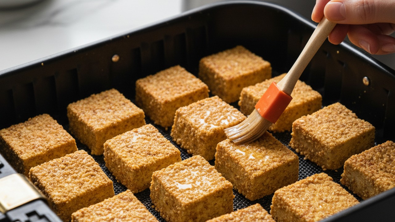 Arrange and oil the tofu
