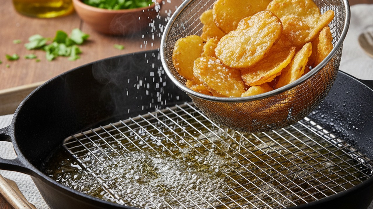 Double-fry chips for extra crisp