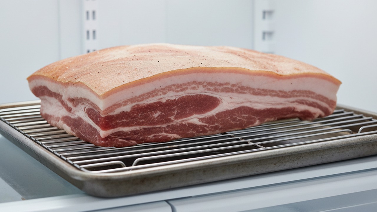 Dry the pork uncovered
