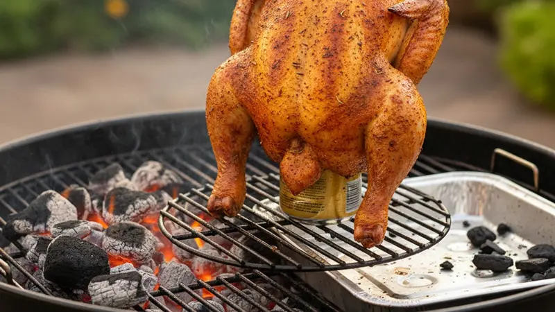 Set up a two-zone grill and position the chicken