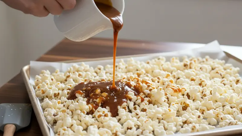 Coat the popcorn