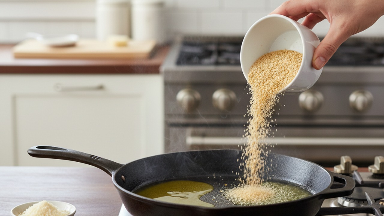 Toast the crispy breadcrumbs