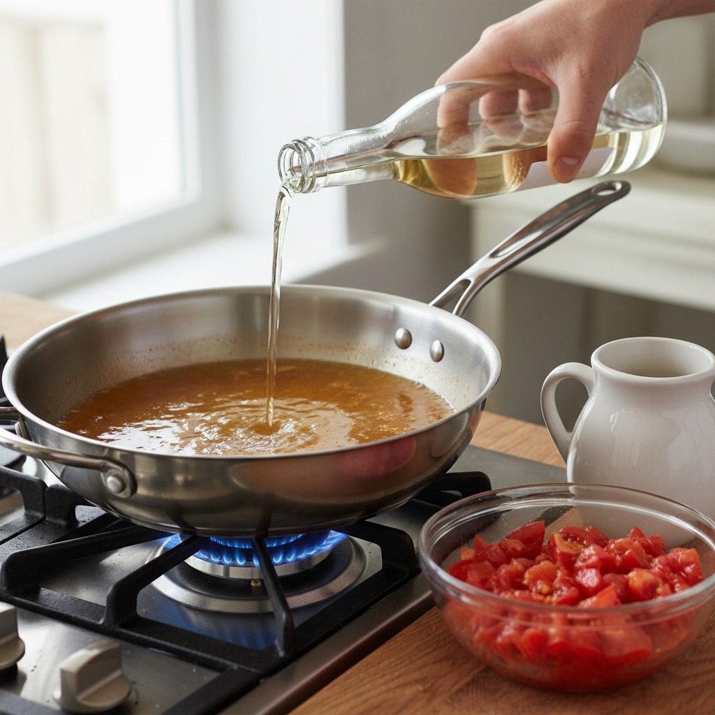 Deglaze and build the broth