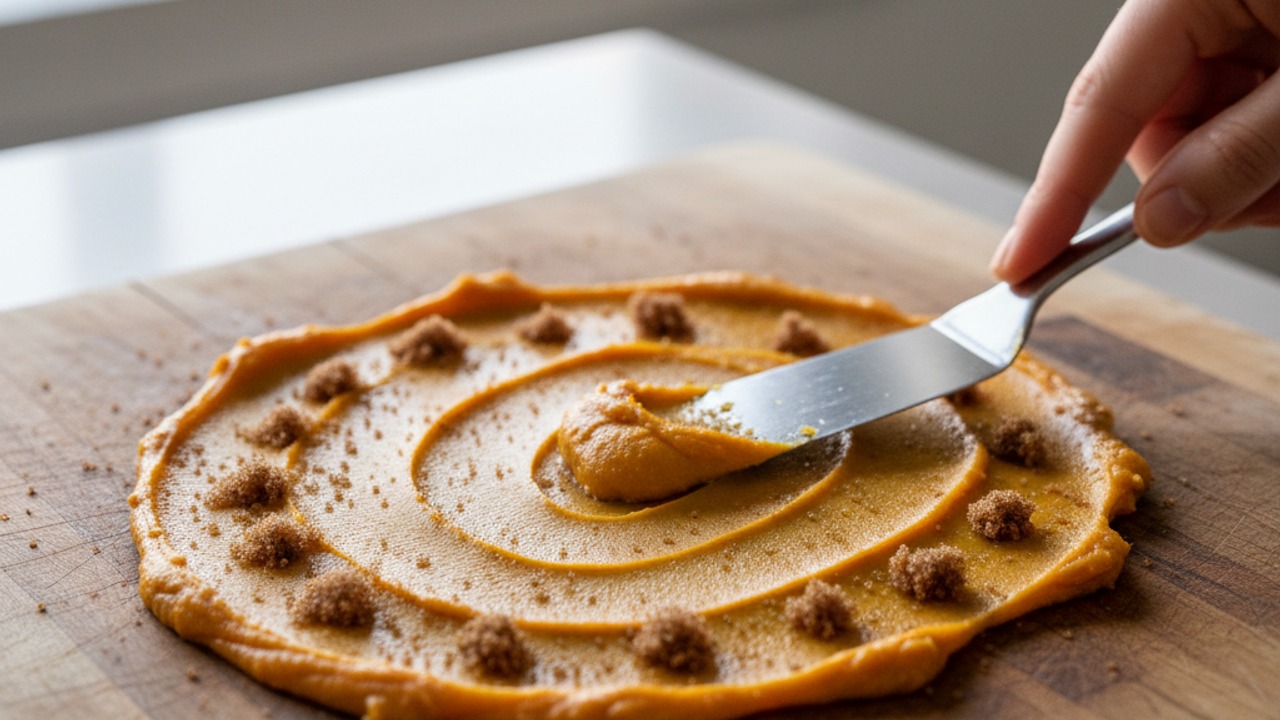 Spread the butter on a board