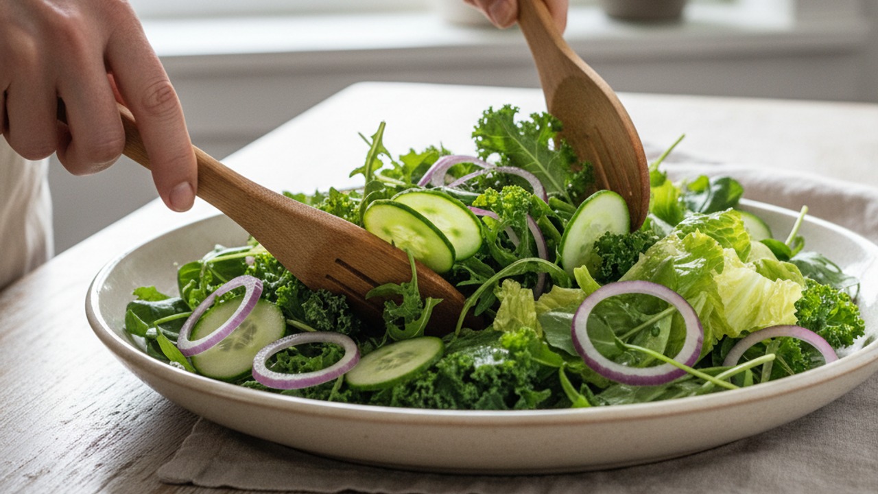 Prep the greens and crunchy vegetables