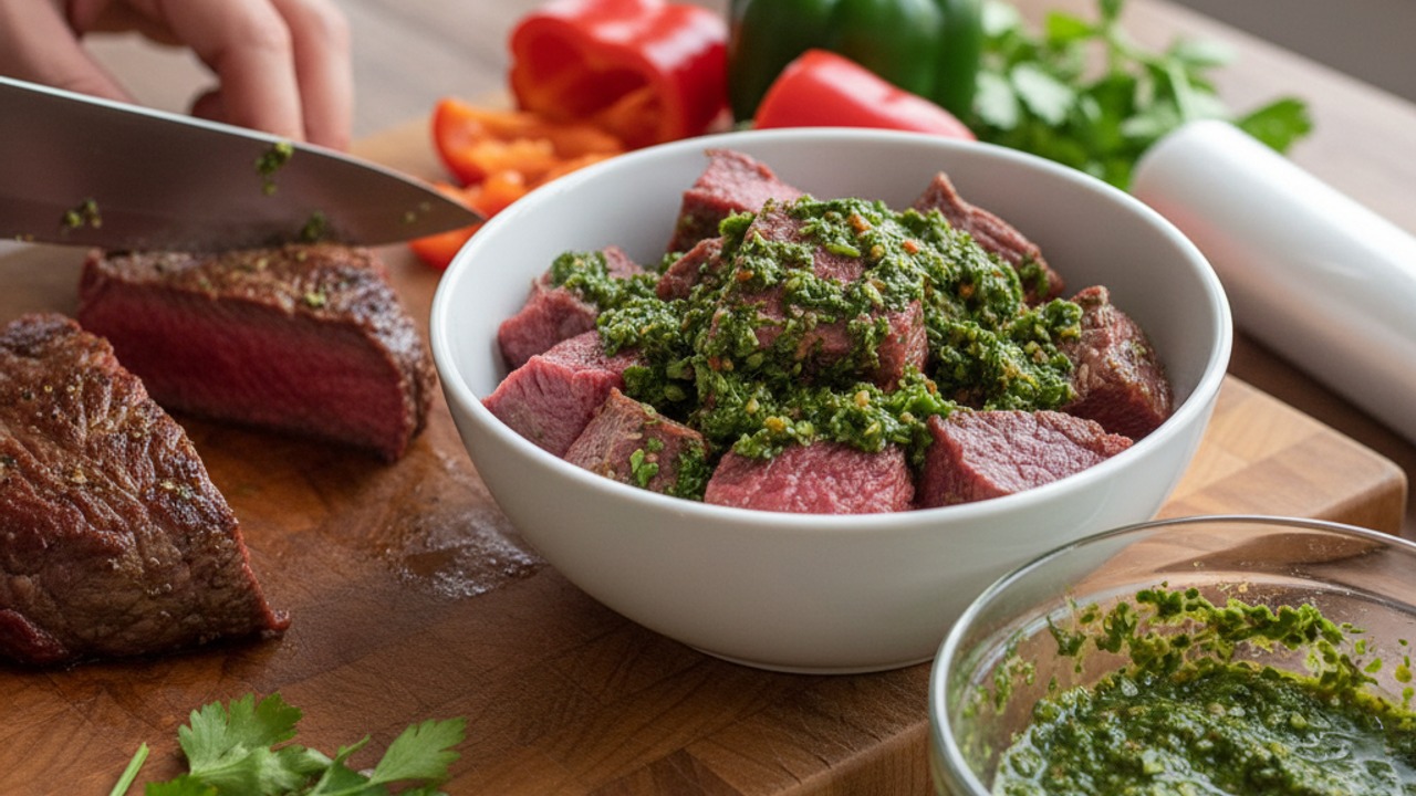 Cut and marinate the steak