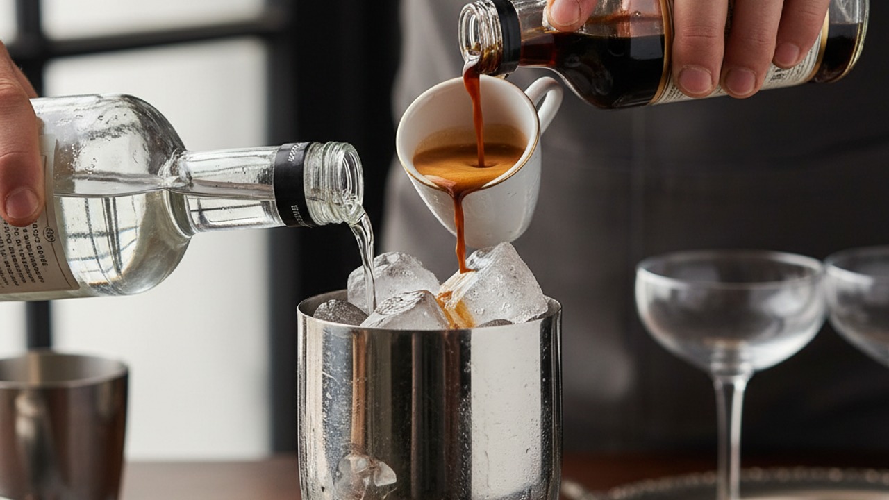 Combine ingredients in shaker