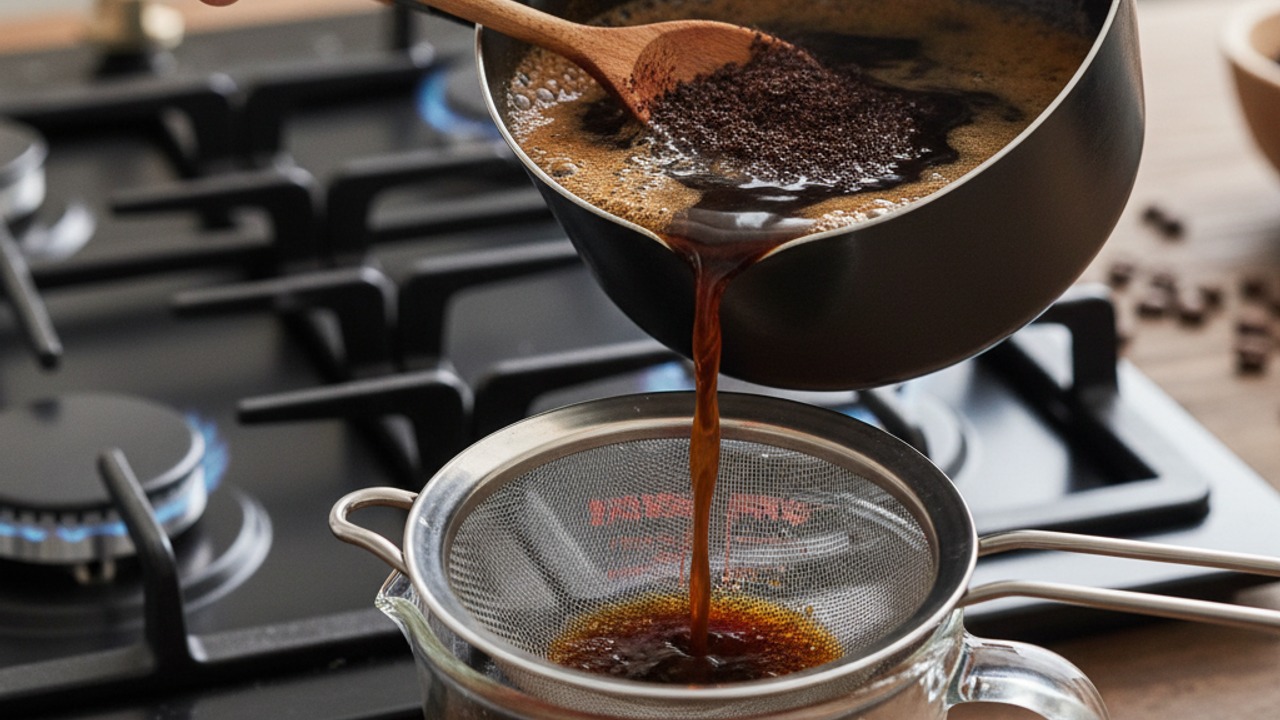Brew very strong stovetop coffee