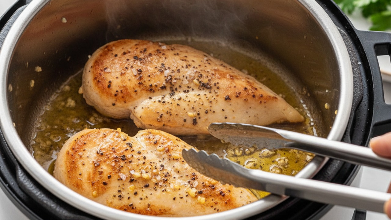 Season and sauté the chicken