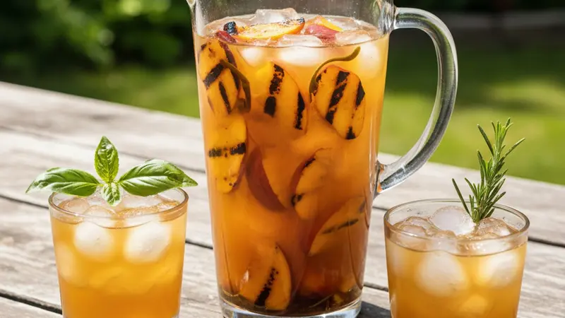 Grilled-Peach Bourbon Smash — Labor Day Backyard Pitcher Cocktail