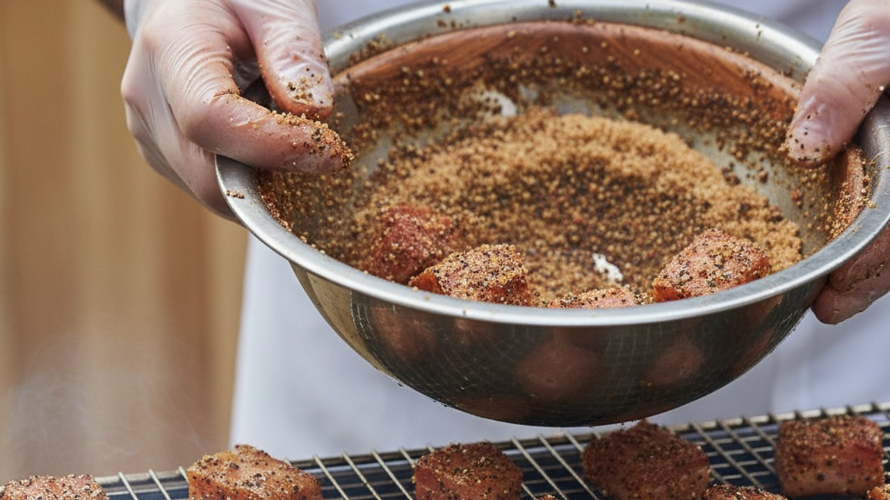 Make and apply the rub, then begin smoking