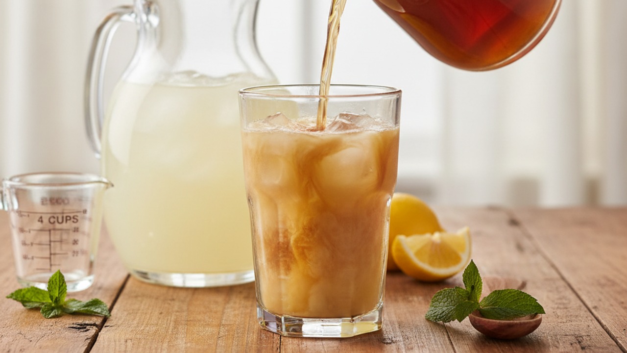 Combine tea and lemonade, adjust ratio