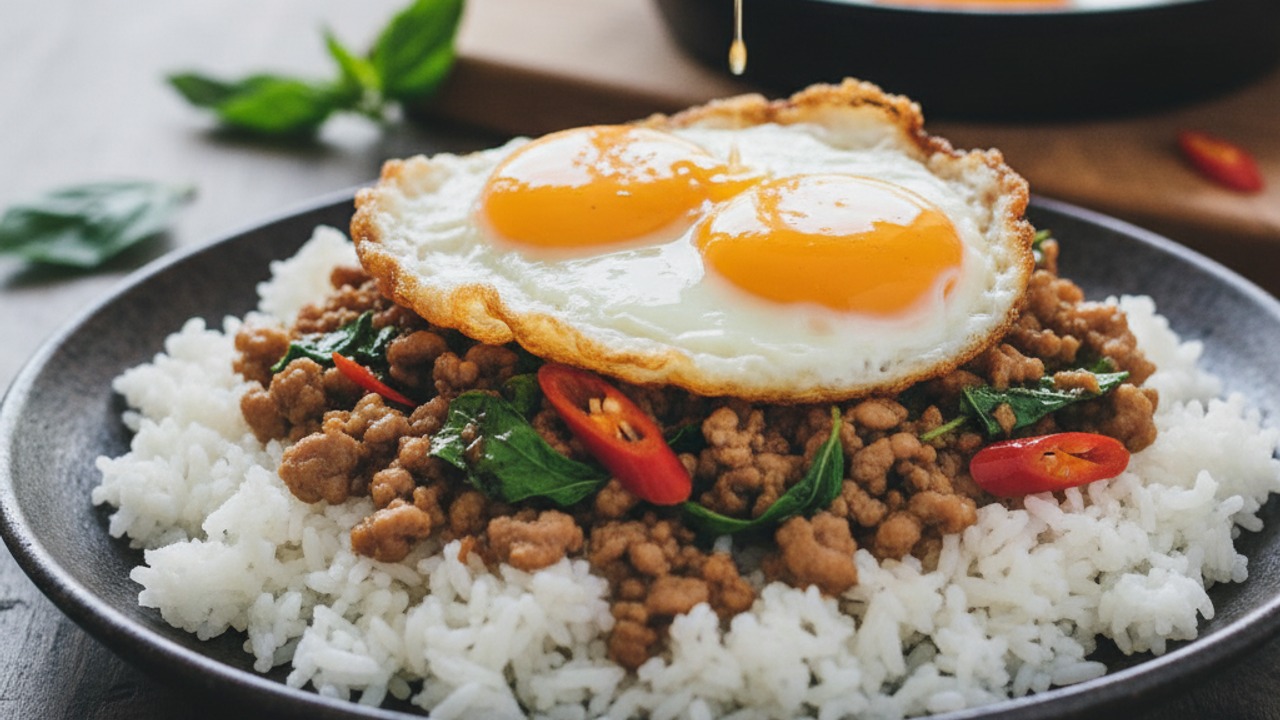 Fry eggs and plate
