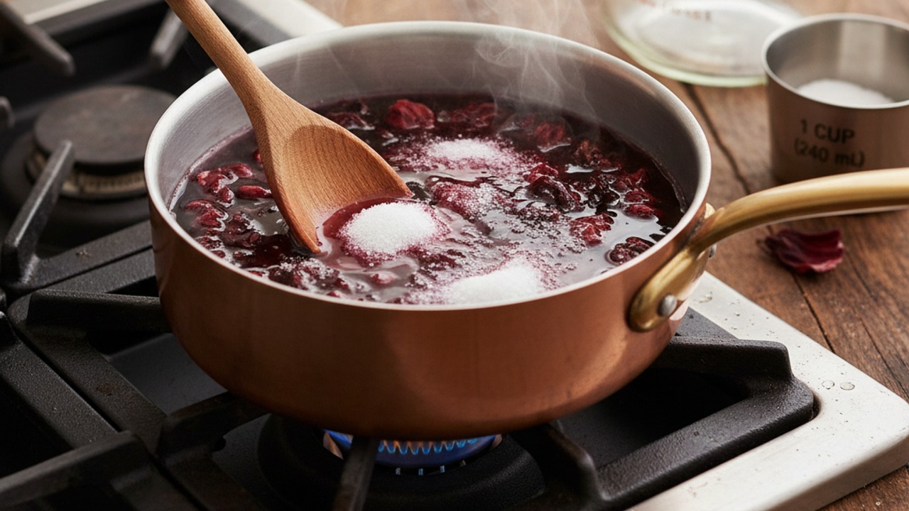 Make hibiscus syrup
