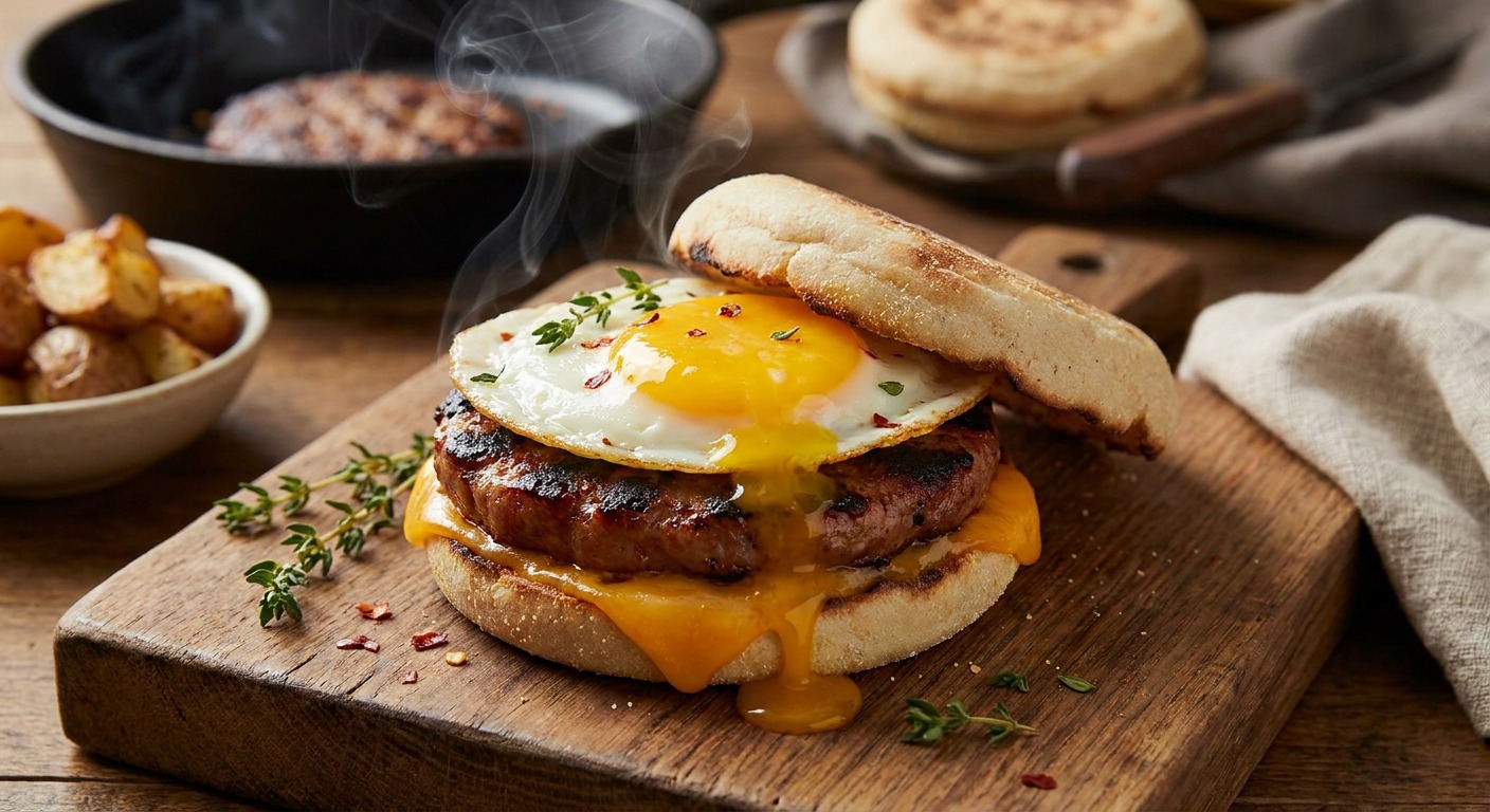 Smoked Sausage Breakfast Sandwich