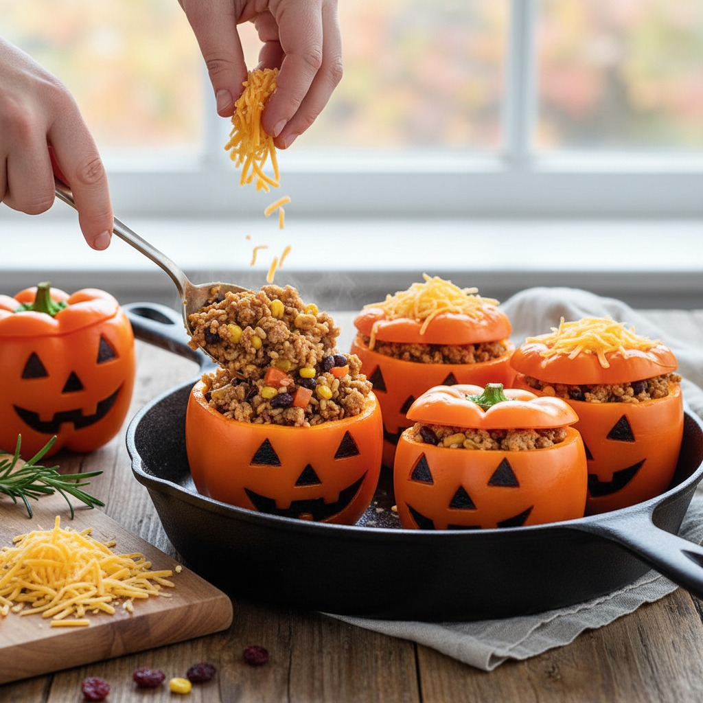 Stuff peppers and add cheese