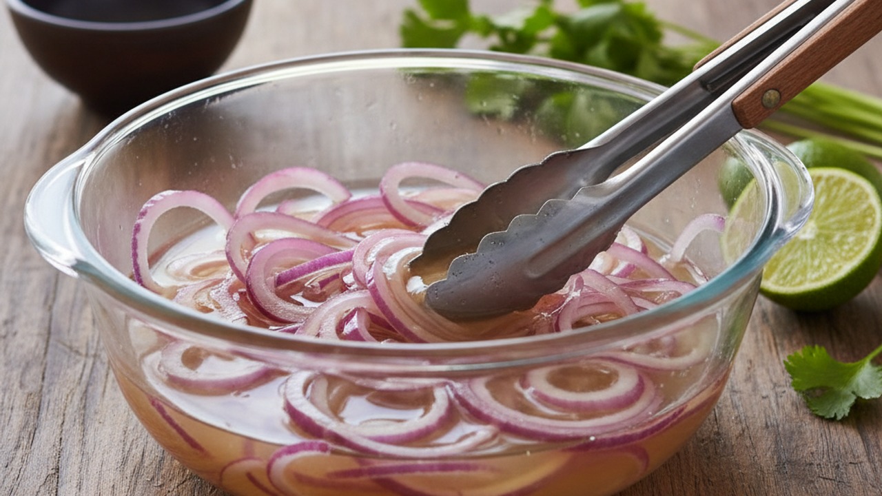 Quick-pickle the red onions