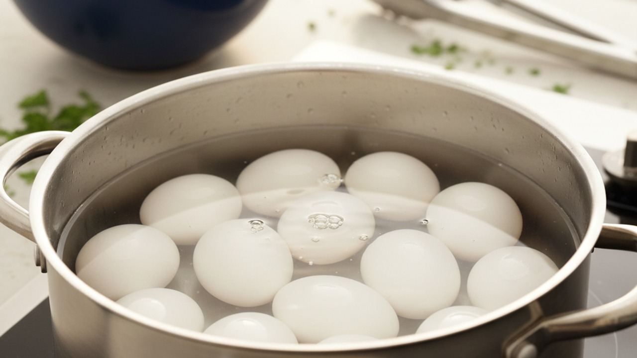 Hard-boil the eggs