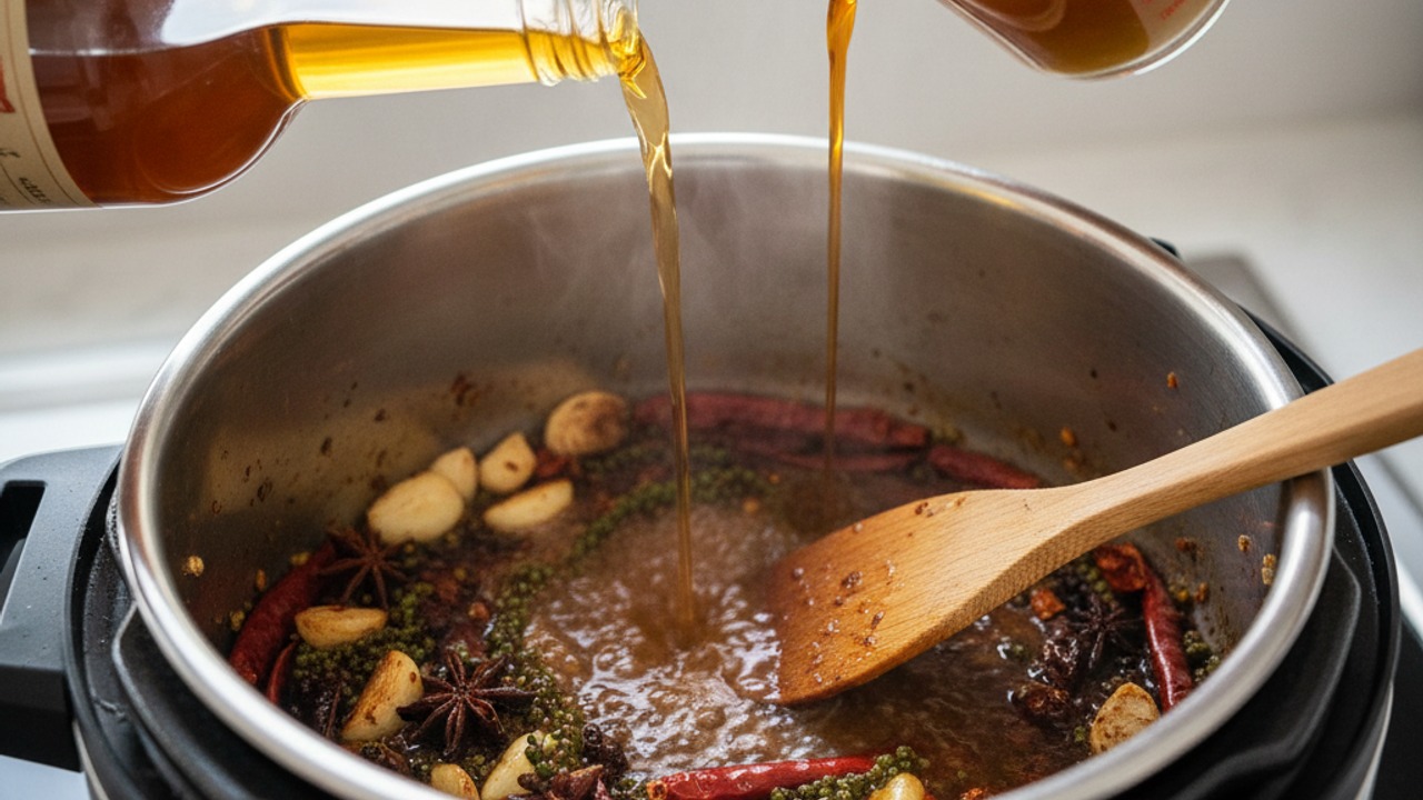 Deglaze and add stock